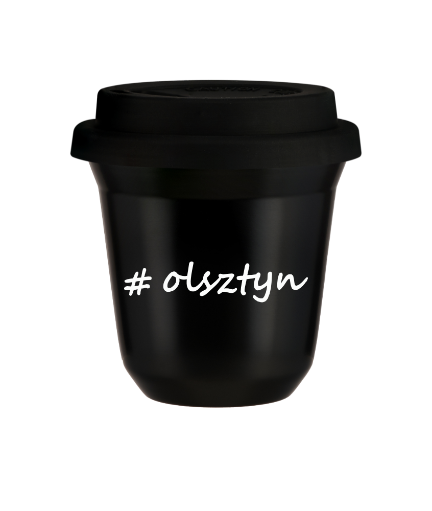 Tasse 150 ml NOIR "Olsztyn", avec couvercle noir Tasse 150 ml NOIR "Olsztyn", avec couvercle noir