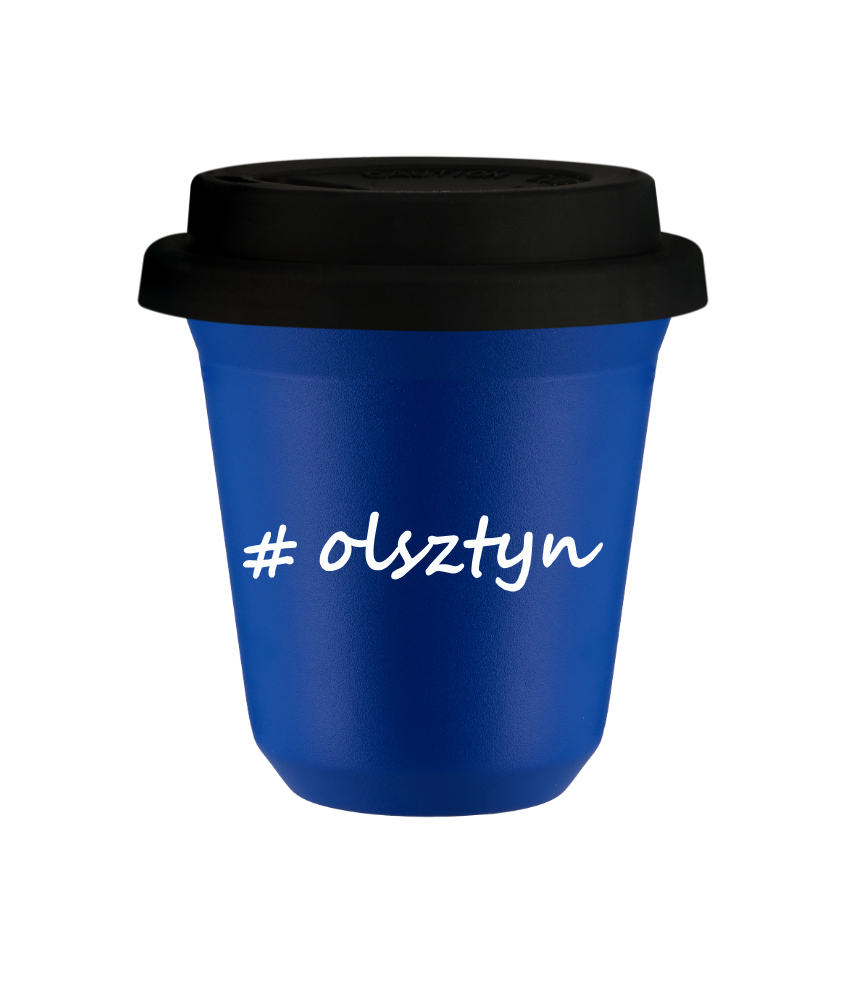 Tasse 240 ml BLEU "Olsztyn", avec couvercle noir Tasse 240 ml BLEU "Olsztyn", avec couvercle noir
