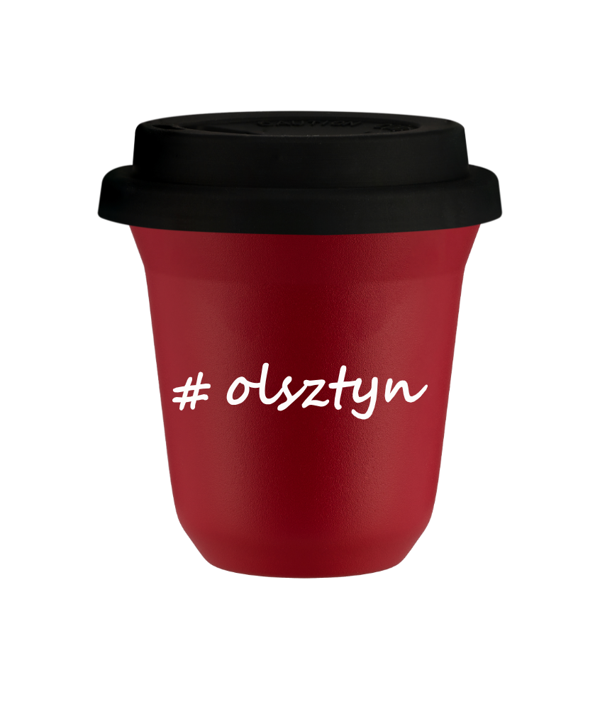 Tasse 240 ml ROUGE "Olsztyn", avec couvercle noir Tasse 240 ml ROUGE "Olsztyn", avec couvercle noir