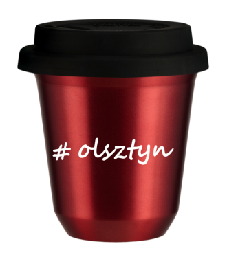 Tasse 80 ml ROUGE MÉTALLIQUE "Olsztyn", avec couvercle noir Tasse 80 ml ROUGE MÉTALLIQUE "Olsztyn", avec couvercle noir