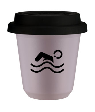 Tasse 80 ml LAVANDE "Natation", avec couvercle noir Tasse 80 ml LAVANDE "Natation", avec couvercle noir