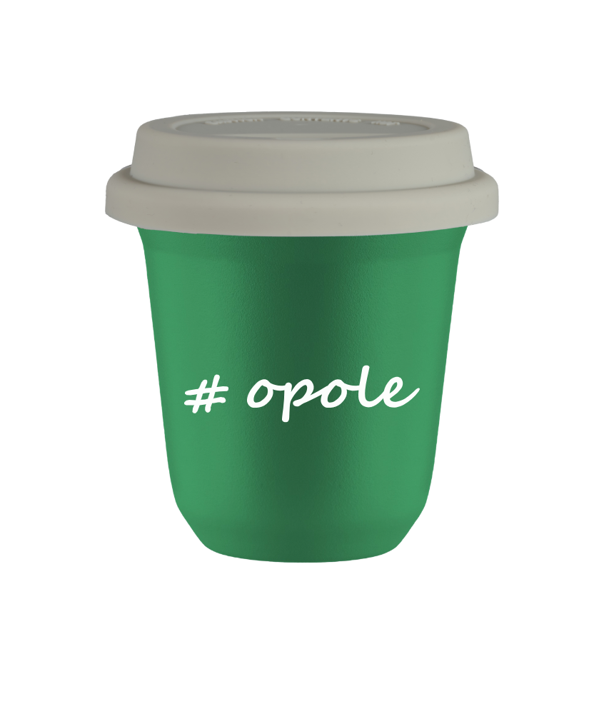 Tasse 80 ml VERT "Opole", avec couvercle blanc