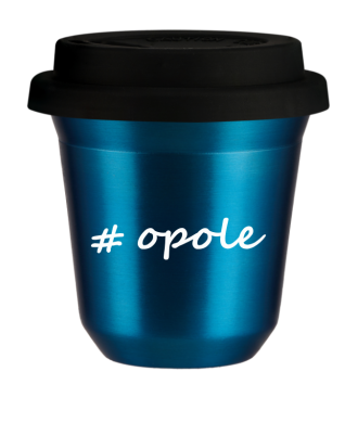 Tasse 150 ml BLEU MÉTALLIQUE "Opole", avec couvercle noir Tasse 150 ml BLEU MÉTALLIQUE "Opole", avec couvercle noir