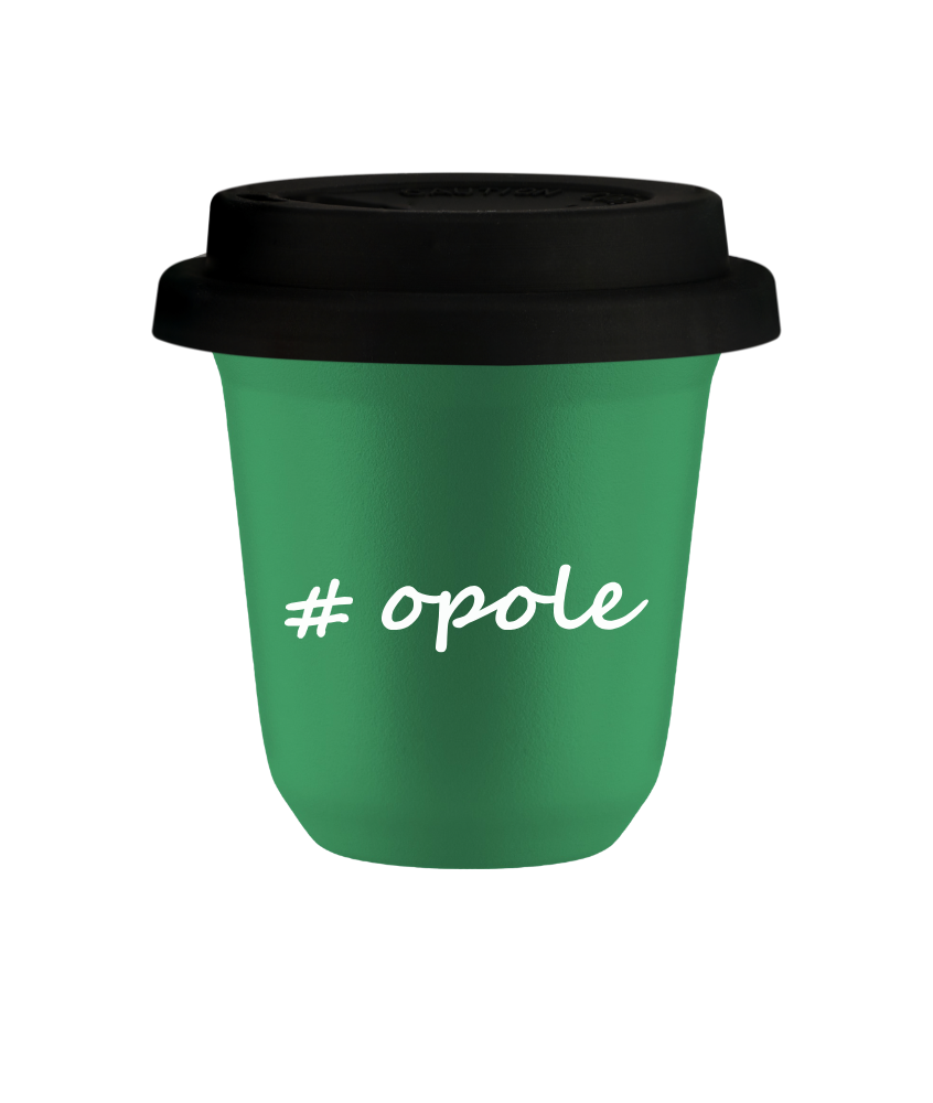 Tasse 150 ml VERT "Opole", avec couvercle noir