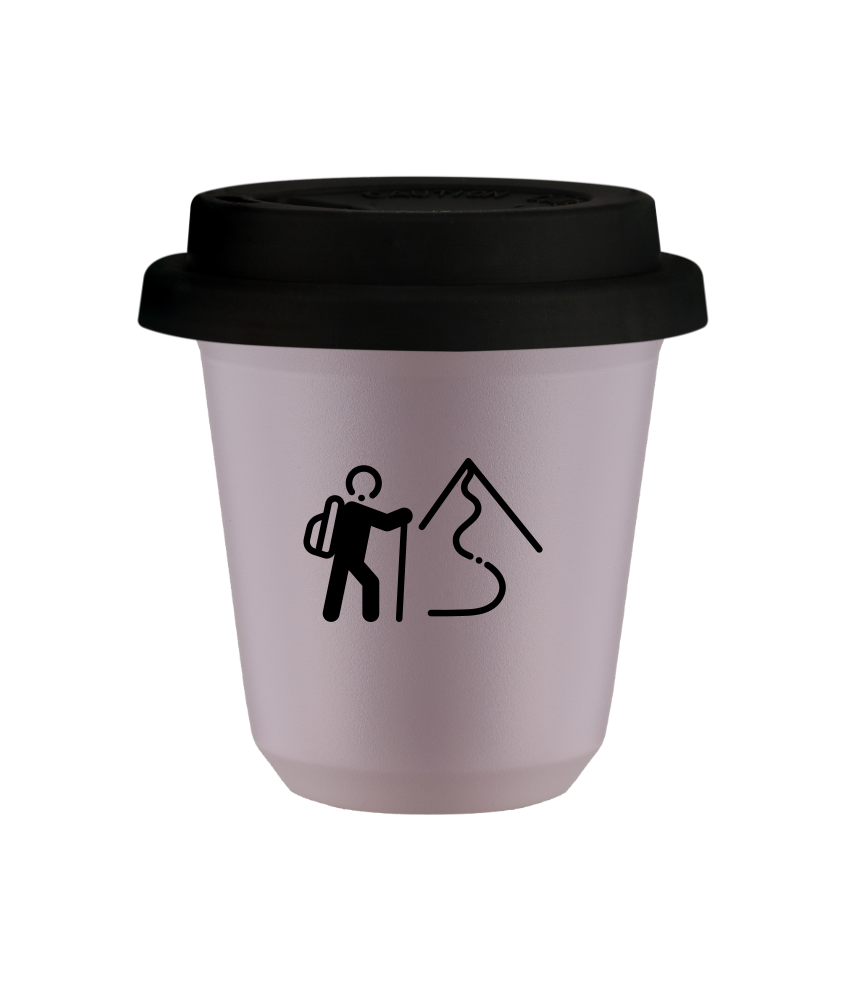 Tasse 80 ml LAVANDE "Escalade 2", avec couvercle noir