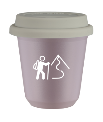 Tasse 80 ml LAVANDE "Escalade 2 (blanc)", avec couvercle blanc Tasse 80 ml LAVANDE "Escalade 2 (blanc)", avec couvercle blanc