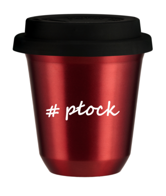 Tasse 80 ml ROUGE MÉTALLIQUE "Płock", avec couvercle noir Tasse 80 ml ROUGE MÉTALLIQUE "Płock", avec couvercle noir
