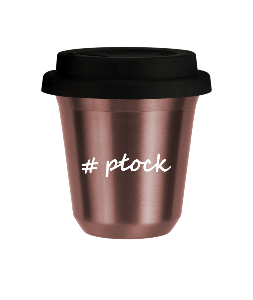 Tasse 240 ml OR ROSE "Płock", avec couvercle noir Tasse 240 ml OR ROSE "Płock", avec couvercle noir
