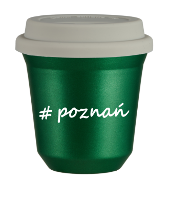 Tasse 240 ml VERT MÉTALLIQUE "Poznań", avec couvercle blanc Tasse 240 ml VERT MÉTALLIQUE "Poznań", avec couvercle blanc