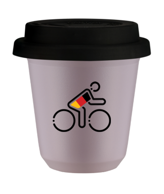 Tasse 80 ml LAVANDE "Cycliste aux couleurs allemandes", avec couvercle noir Tasse 80 ml LAVANDE "Cycliste aux couleurs allemandes", avec couvercle noir