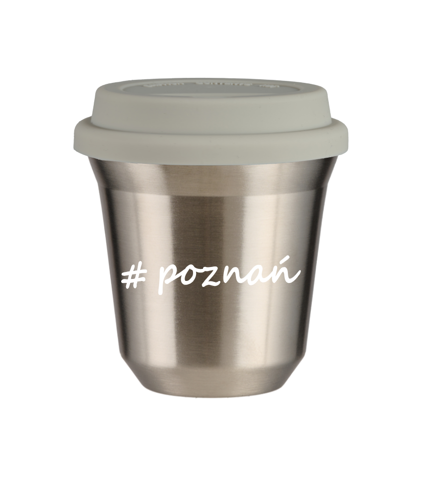 Tasse 150 ml ARGENT "Poznań", avec couvercle blanc Tasse 150 ml ARGENT "Poznań", avec couvercle blanc