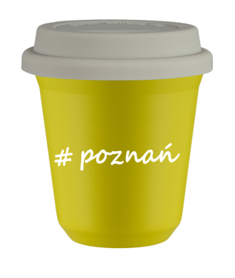 Tasse 240 ml JAUNE "Poznań", avec couvercle blanc Tasse 240 ml JAUNE "Poznań", avec couvercle blanc