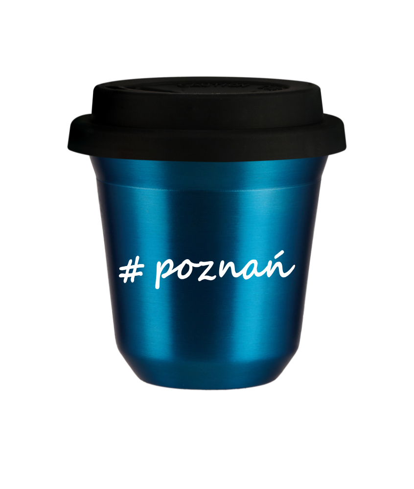 Tasse 80 ml BLEU MÉTALLIQUE "Poznań", avec couvercle noir Tasse 80 ml BLEU MÉTALLIQUE "Poznań", avec couvercle noir