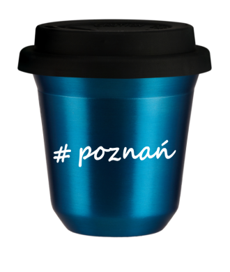Tasse 240 ml BLEU MÉTALLIQUE "Poznań", avec couvercle noir Tasse 240 ml BLEU MÉTALLIQUE "Poznań", avec couvercle noir