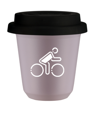 Tasse 80 ml LAVANDE "Cycliste aux couleurs allemandes (blanc)", avec couvercle noir Tasse 80 ml LAVANDE "Cycliste aux couleurs allemandes (blanc)", avec couvercle noir