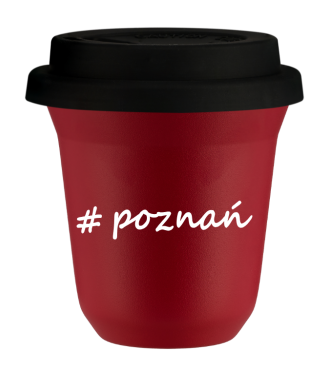 Tasse 240 ml ROUGE "Poznań", avec couvercle noir Tasse 240 ml ROUGE "Poznań", avec couvercle noir