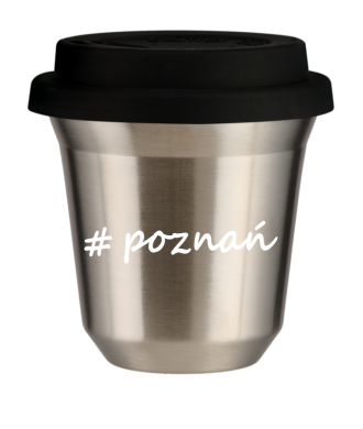 Tasse 150 ml ARGENT "Poznań", avec couvercle noir Tasse 150 ml ARGENT "Poznań", avec couvercle noir