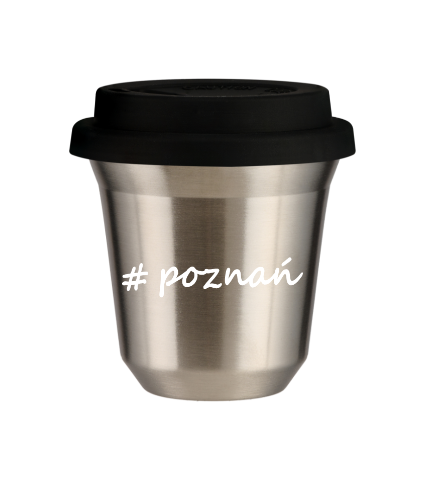 Tasse 150 ml ARGENT "Poznań", avec couvercle noir Tasse 150 ml ARGENT "Poznań", avec couvercle noir