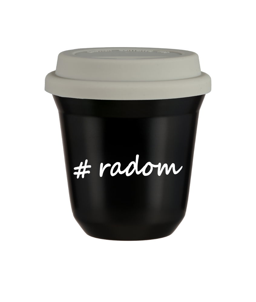 Tasse 240 ml NOIR "Radom", avec couvercle blanc Tasse 240 ml NOIR "Radom", avec couvercle blanc