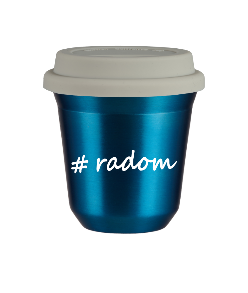Tasse 80 ml BLEU MÉTALLIQUE "Radom", avec couvercle blanc Tasse 80 ml BLEU MÉTALLIQUE "Radom", avec couvercle blanc