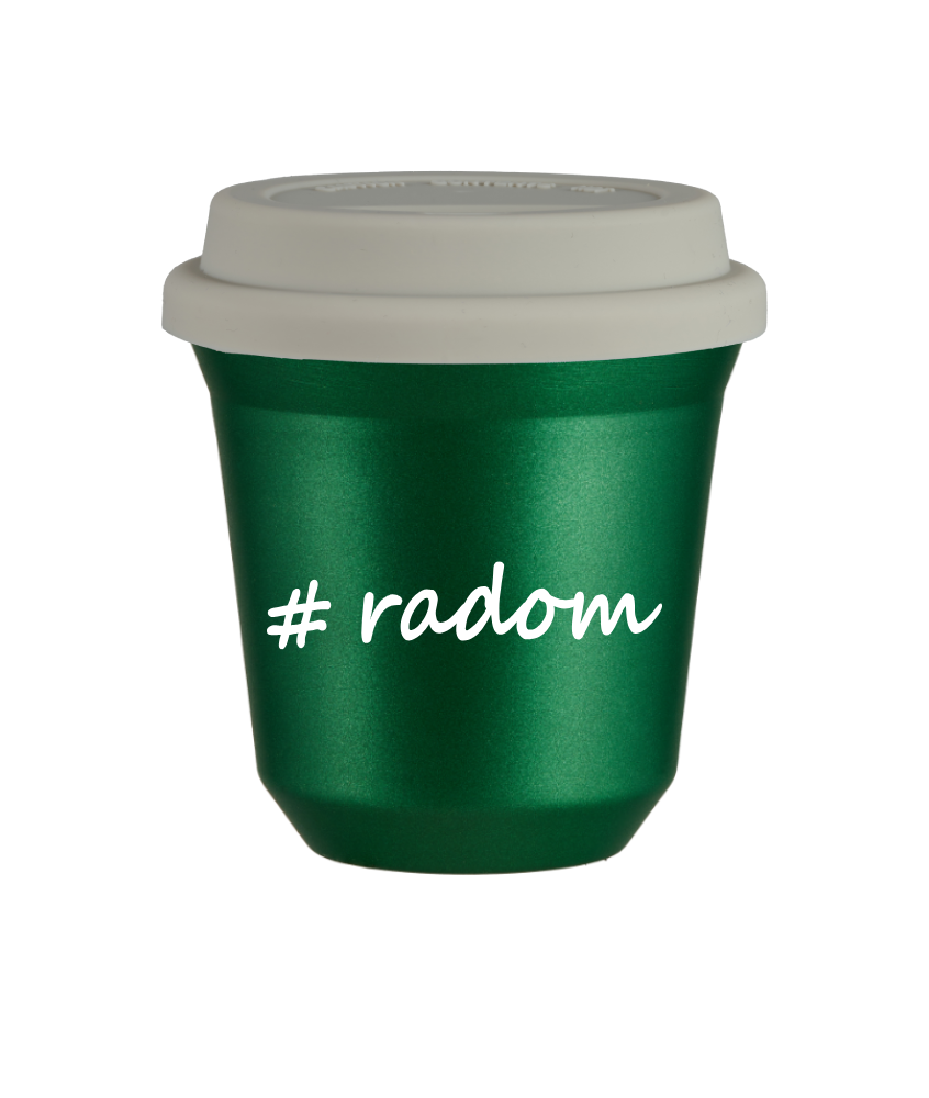 Tasse 150 ml VERT MÉTALLIQUE "Radom", avec couvercle blanc Tasse 150 ml VERT MÉTALLIQUE "Radom", avec couvercle blanc