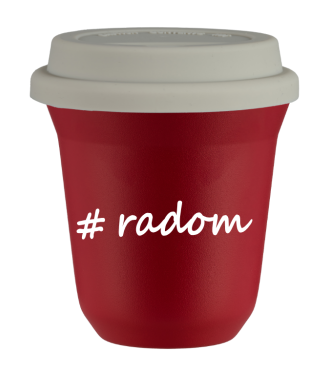 Tasse 240 ml ROUGE "Radom", avec couvercle blanc Tasse 240 ml ROUGE "Radom", avec couvercle blanc