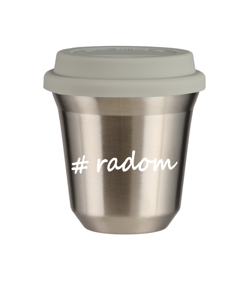 Tasse 150 ml ARGENT "Radom", avec couvercle blanc