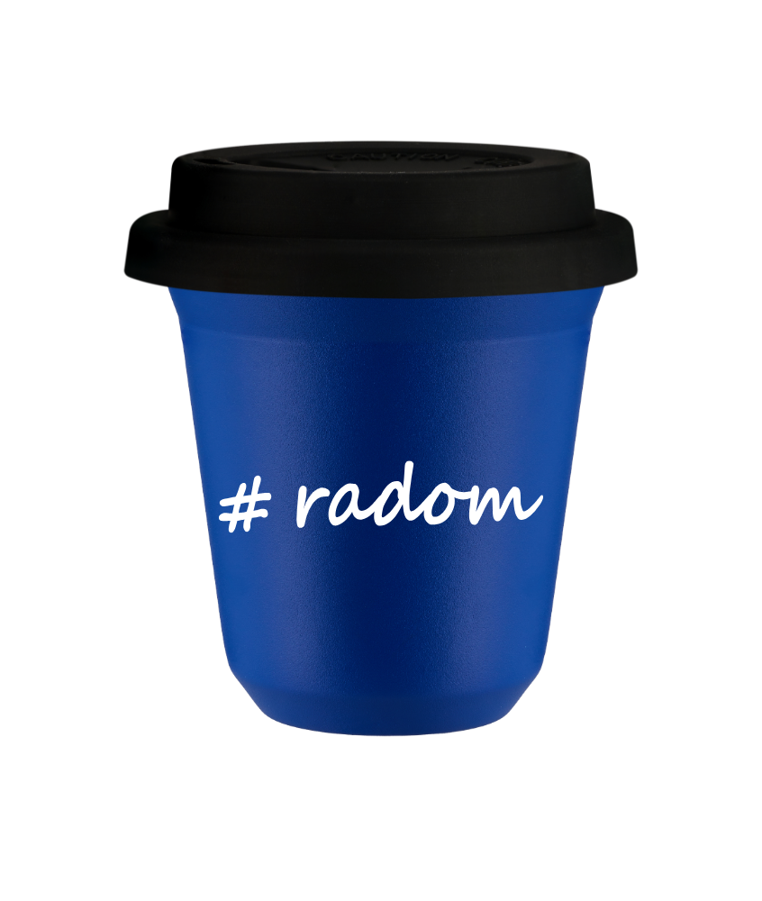 Tasse 150 ml BLEU "Radom", avec couvercle noir
