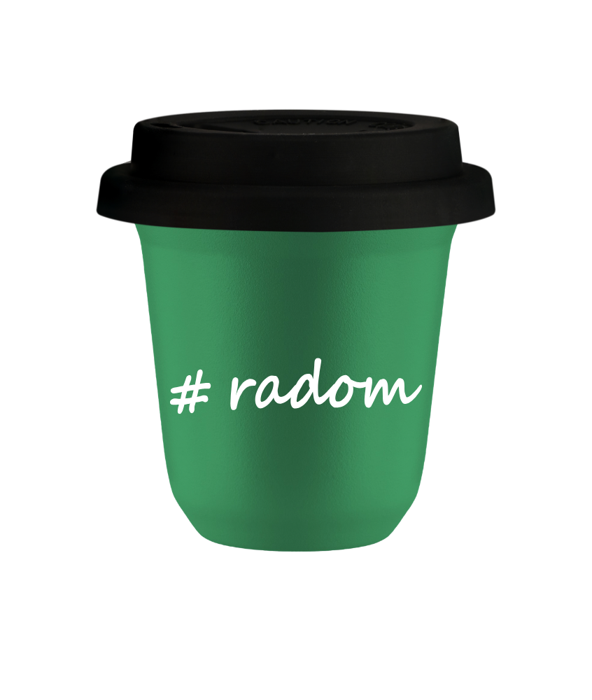 Tasse 80 ml VERT "Radom", avec couvercle noir Tasse 80 ml VERT "Radom", avec couvercle noir