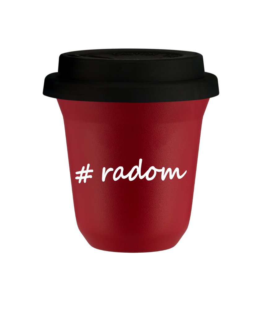 Tasse 150 ml ROUGE "Radom", avec couvercle noir Tasse 150 ml ROUGE "Radom", avec couvercle noir