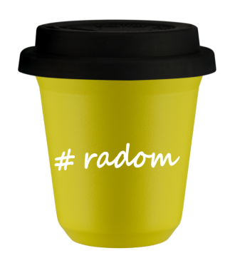 Tasse 150 ml JAUNE "Radom", avec couvercle noir Tasse 150 ml JAUNE "Radom", avec couvercle noir