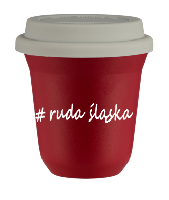 Tasse 240 ml ROUGE "Ruda Śląska", avec couvercle blanc Tasse 240 ml ROUGE "Ruda Śląska", avec couvercle blanc