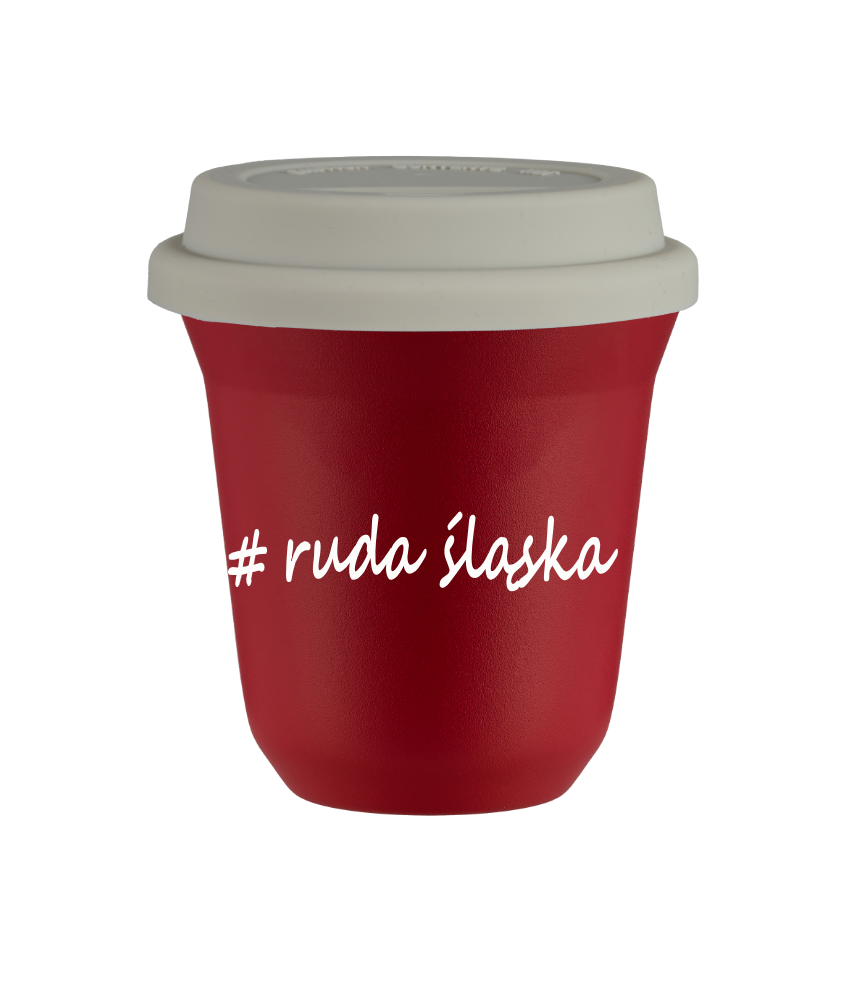 Tasse 240 ml ROUGE "Ruda Śląska", avec couvercle blanc Tasse 240 ml ROUGE "Ruda Śląska", avec couvercle blanc