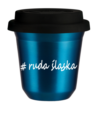 Tasse 150 ml BLEU MÉTALLIQUE "Ruda Śląska", avec couvercle noir Tasse 150 ml BLEU MÉTALLIQUE "Ruda Śląska", avec couvercle noir