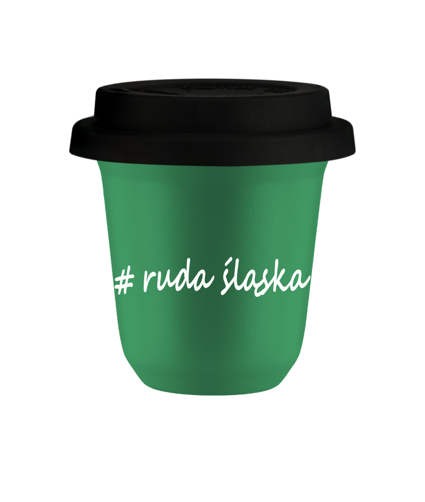 Tasse 150 ml VERT "Ruda Śląska", avec couvercle noir