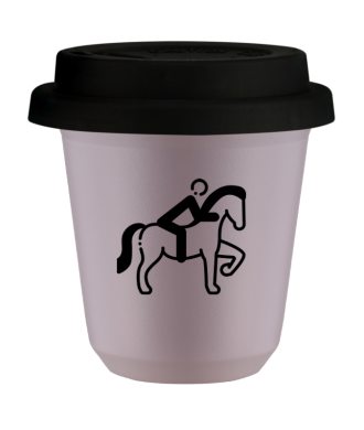 Tasse 80 ml LAVANDE "Équitation 2", avec couvercle noir Tasse 80 ml LAVANDE "Équitation 2", avec couvercle noir