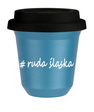 Tasse 150 ml BLEU CLAIR MÉTALLIQUE "Ruda Śląska", avec couvercle noir Tasse 150 ml BLEU CLAIR MÉTALLIQUE "Ruda Śląska", avec couvercle noir