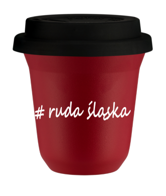 Tasse 240 ml ROUGE "Ruda Śląska", avec couvercle noir Tasse 240 ml ROUGE "Ruda Śląska", avec couvercle noir