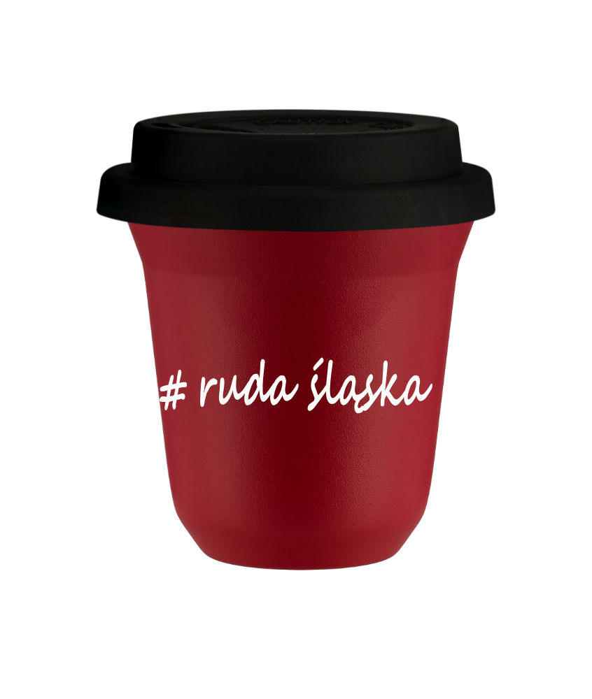 Tasse 240 ml ROUGE "Ruda Śląska", avec couvercle noir
