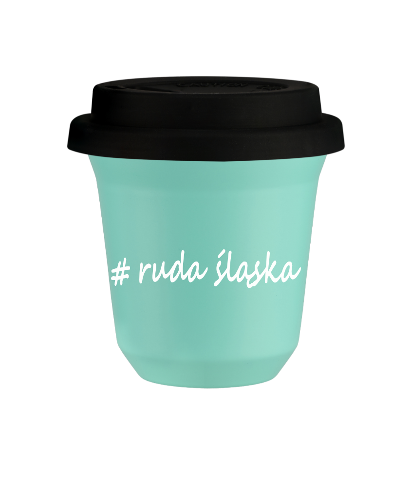 Tasse 240 ml TURQUOISE "Ruda Śląska", avec couvercle noir Tasse 240 ml TURQUOISE "Ruda Śląska", avec couvercle noir