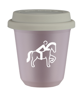 Tasse 80 ml LAVANDE "Équitation 2 (blanc)", avec couvercle blanc Tasse 80 ml LAVANDE "Équitation 2 (blanc)", avec couvercle blanc
