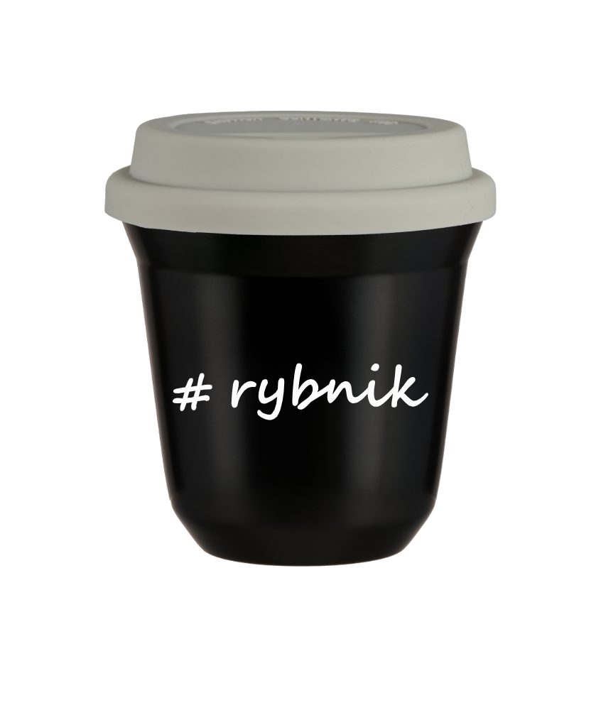 Tasse 80 ml NOIR "Rybnik", avec couvercle blanc
