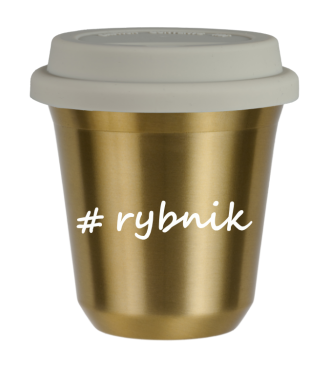 Tasse 240 ml OR "Rybnik", avec couvercle blanc Tasse 240 ml OR "Rybnik", avec couvercle blanc