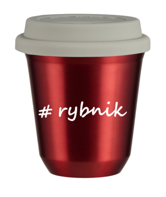 Tasse 240 ml ROUGE MÉTALLIQUE "Rybnik", avec couvercle blanc Tasse 240 ml ROUGE MÉTALLIQUE "Rybnik", avec couvercle blanc