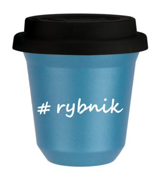Tasse 150 ml BLEU CLAIR MÉTALLIQUE "Rybnik", avec couvercle noir Tasse 150 ml BLEU CLAIR MÉTALLIQUE "Rybnik", avec couvercle noir