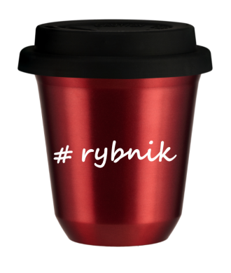 Tasse 240 ml ROUGE MÉTALLIQUE "Rybnik", avec couvercle noir Tasse 240 ml ROUGE MÉTALLIQUE "Rybnik", avec couvercle noir