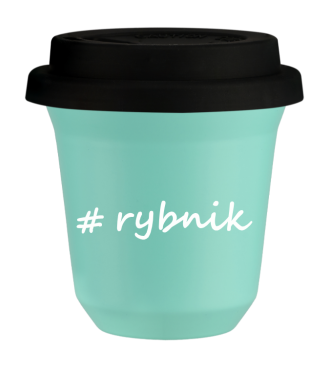 Tasse 150 ml TURQUOISE "Rybnik", avec couvercle noir Tasse 150 ml TURQUOISE "Rybnik", avec couvercle noir