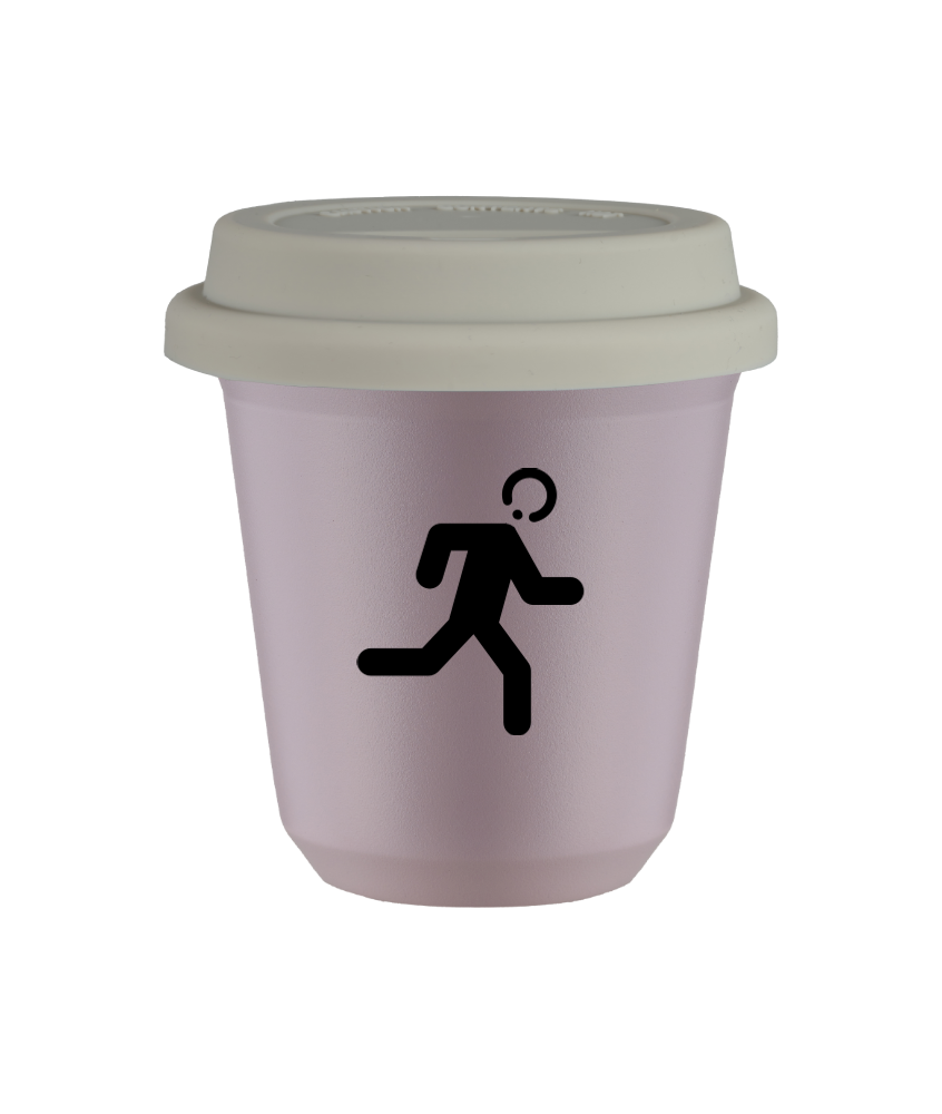 Tasse 80 ml LAVANDE "Coureur", avec couvercle blanc