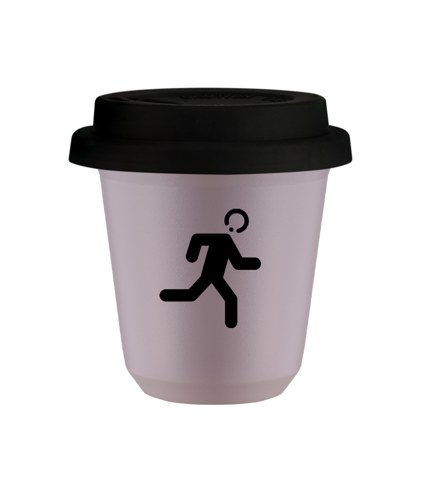 Tasse 80 ml LAVANDE "Coureur (noir)", avec couvercle noir