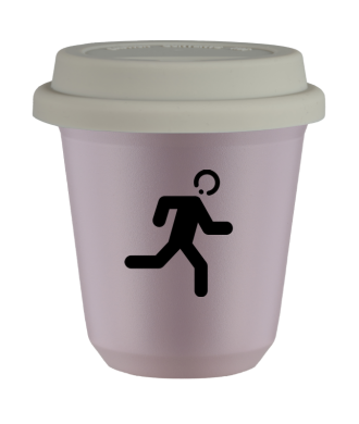 Tasse 80 ml LAVANDE "Coureur (noir)", avec couvercle blanc Tasse 80 ml LAVANDE "Coureur (noir)", avec couvercle blanc